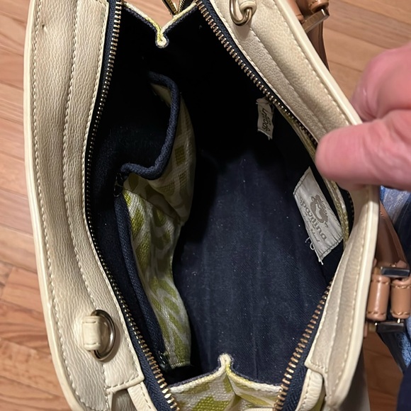 LNWOT Spartina 449 Heyward Alljoy Satchel w/linen side panels & interior. - Picture 5 of 11